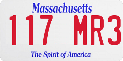 MA license plate 117MR3