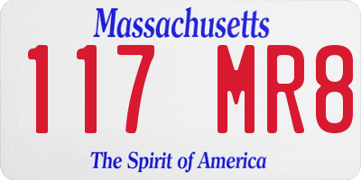 MA license plate 117MR8
