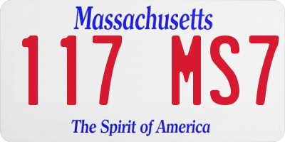 MA license plate 117MS7
