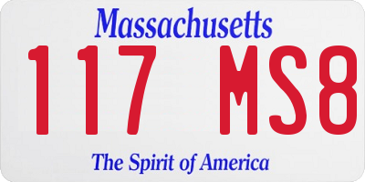 MA license plate 117MS8