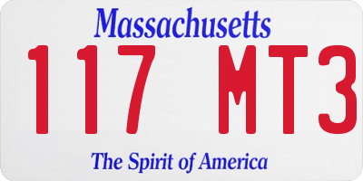 MA license plate 117MT3