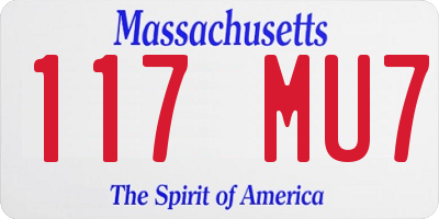 MA license plate 117MU7