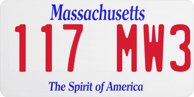 MA license plate 117MW3