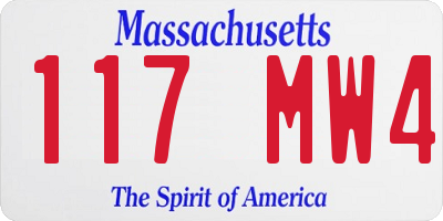 MA license plate 117MW4