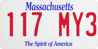 MA license plate 117MY3