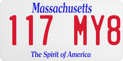 MA license plate 117MY8