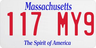 MA license plate 117MY9