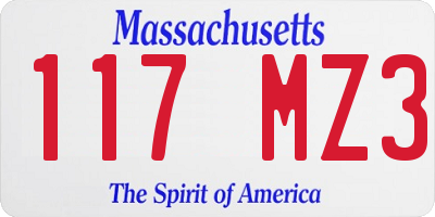 MA license plate 117MZ3