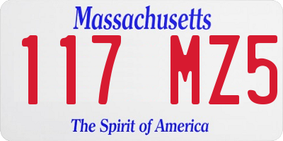 MA license plate 117MZ5
