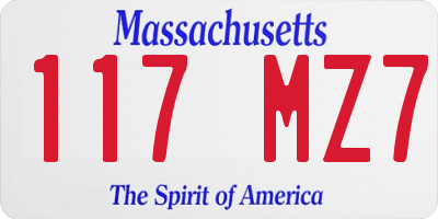 MA license plate 117MZ7