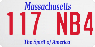 MA license plate 117NB4