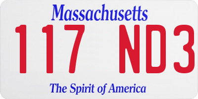 MA license plate 117ND3