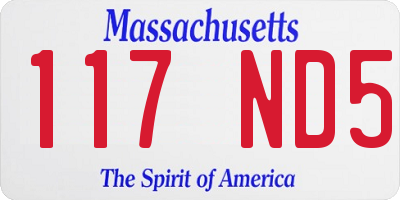 MA license plate 117ND5
