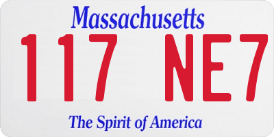 MA license plate 117NE7
