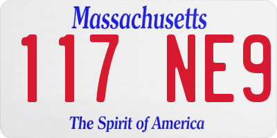 MA license plate 117NE9