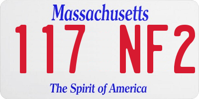 MA license plate 117NF2