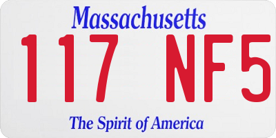 MA license plate 117NF5