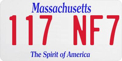 MA license plate 117NF7