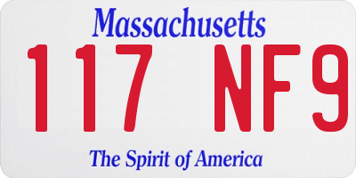 MA license plate 117NF9