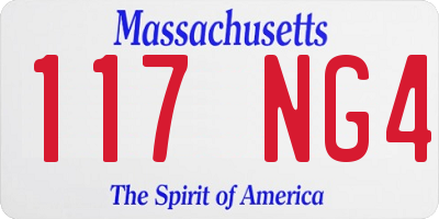 MA license plate 117NG4