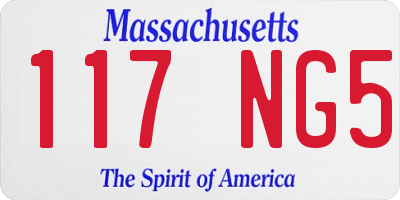 MA license plate 117NG5