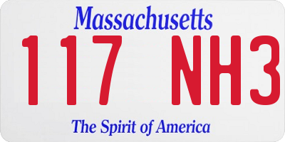 MA license plate 117NH3