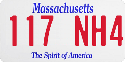 MA license plate 117NH4