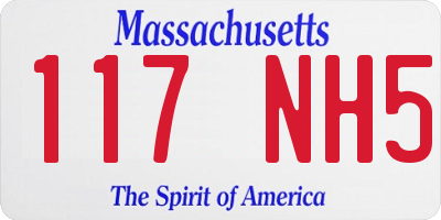 MA license plate 117NH5