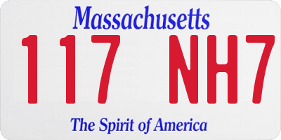 MA license plate 117NH7