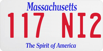 MA license plate 117NI2