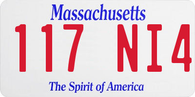 MA license plate 117NI4