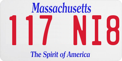 MA license plate 117NI8