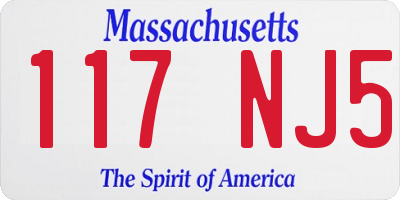 MA license plate 117NJ5