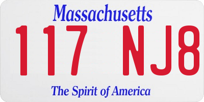 MA license plate 117NJ8