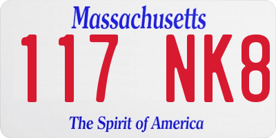 MA license plate 117NK8