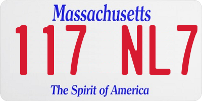 MA license plate 117NL7