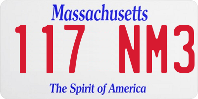 MA license plate 117NM3