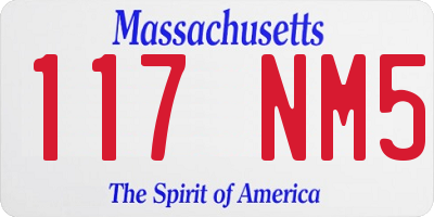 MA license plate 117NM5