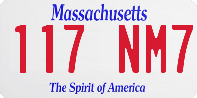 MA license plate 117NM7