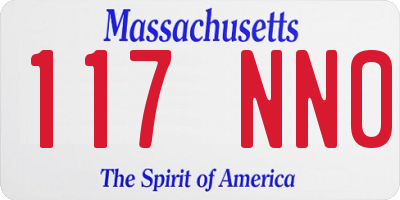 MA license plate 117NN0