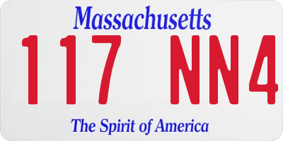 MA license plate 117NN4