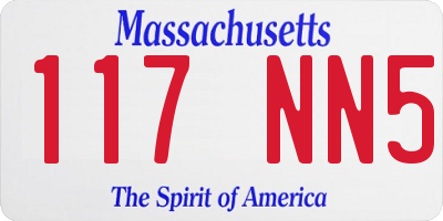 MA license plate 117NN5