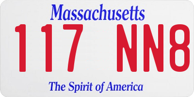 MA license plate 117NN8
