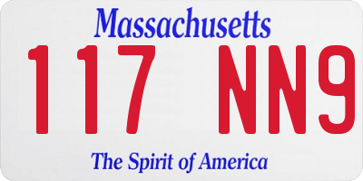MA license plate 117NN9