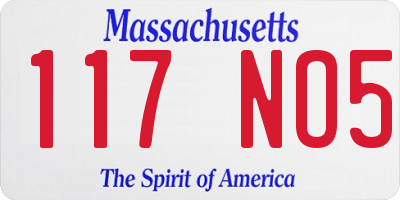 MA license plate 117NO5