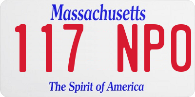 MA license plate 117NP0