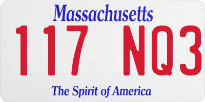 MA license plate 117NQ3