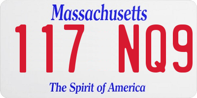 MA license plate 117NQ9