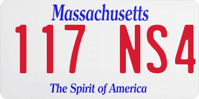MA license plate 117NS4