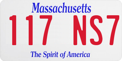 MA license plate 117NS7